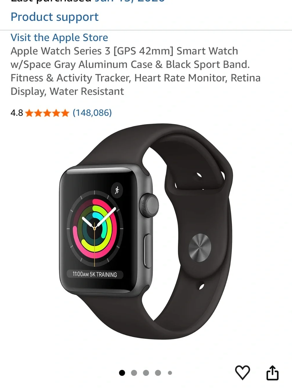 Apple Black Sport Band Smartwatch with Space Gray Aluminum Case